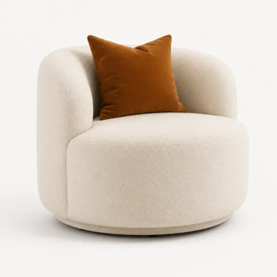Bouclé Swivel Barrel Accent Chair AC-76315