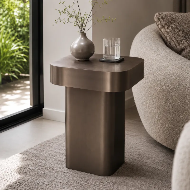 Brushed Black Champagne Gold Stainless Steel Coffee Table CJ936B-1