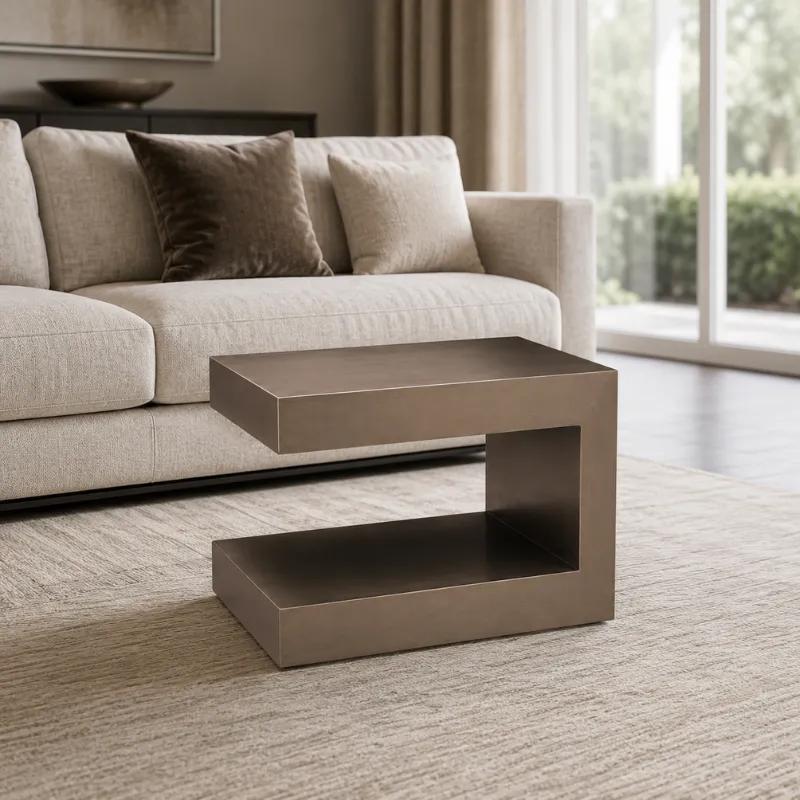 Brushed Black Champagne Gold Stainless Steel Coffee Table CJ936B