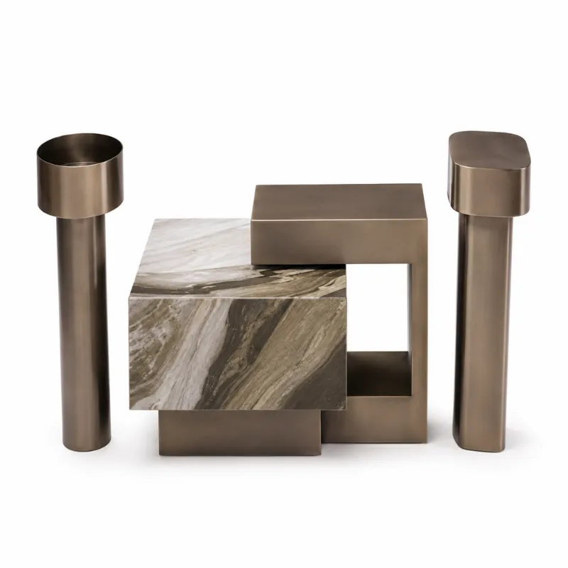 Brushed Black Champagne Gold Stainless Steel Coffee Table CJ966A