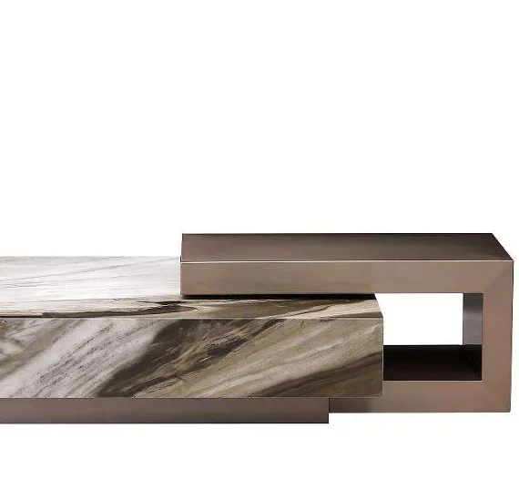 Brushed Black Champagne Gold Stainless Steel Coffee Table CJ966A