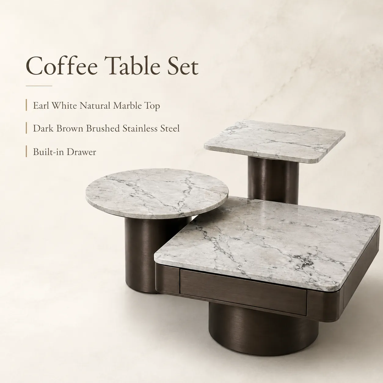 Earl White Marble Coffee Table CJ789B