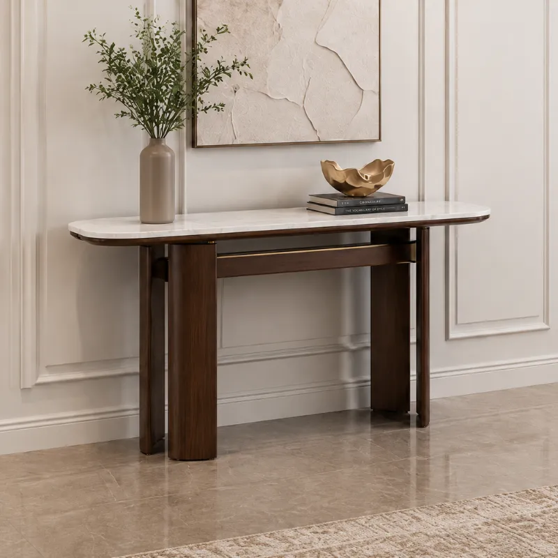Earl White Marble Console Table TG1135-1