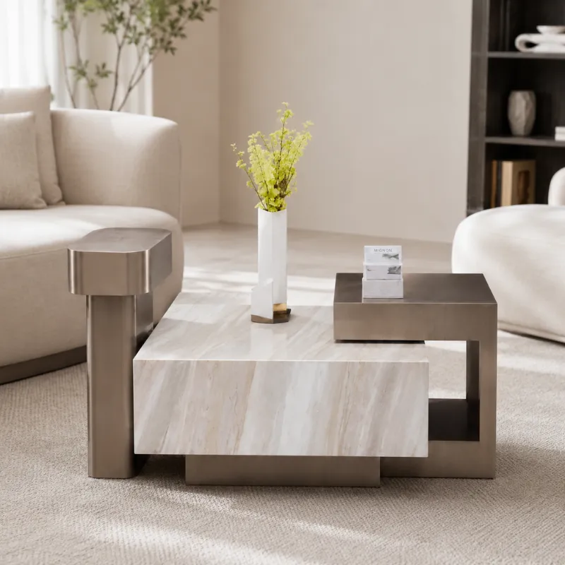 Earl White Natural Marble Coffee Table CJ936A-1