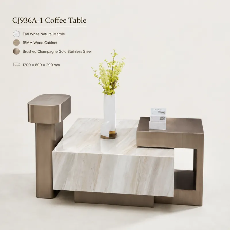 Earl White Natural Marble Coffee Table CJ936A-1