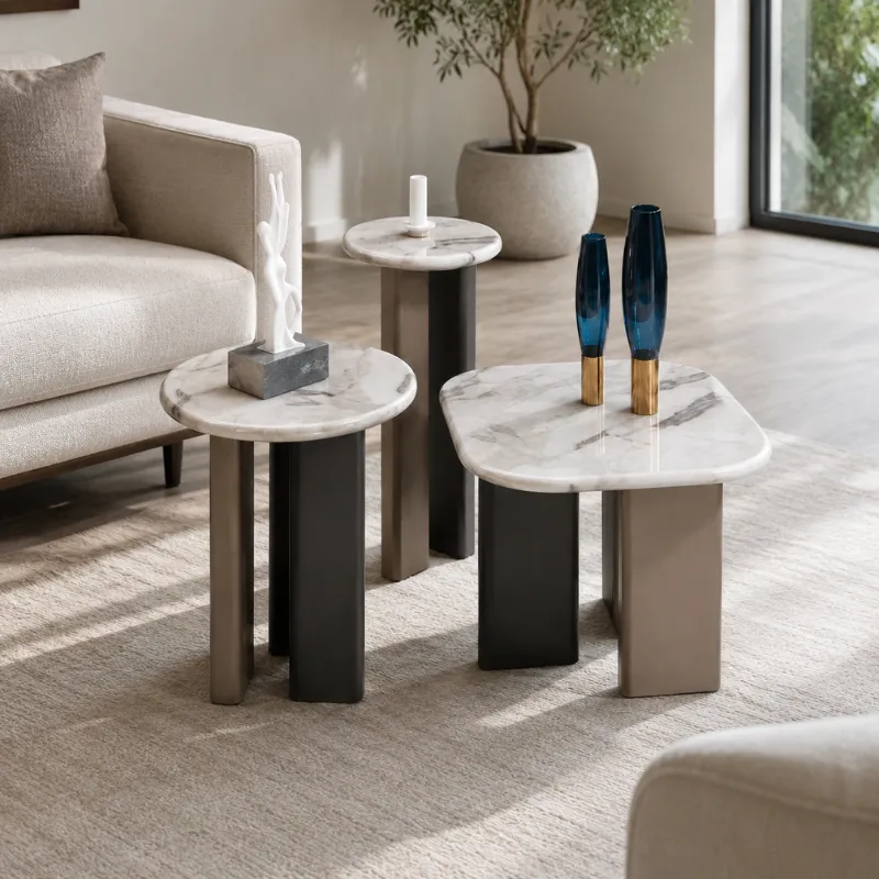 Fedi White Artificial Marble Coffee Table CJ1032A