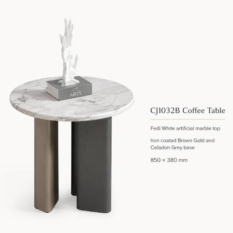 Fedi White Artificial Marble Coffee Table CJ1032B