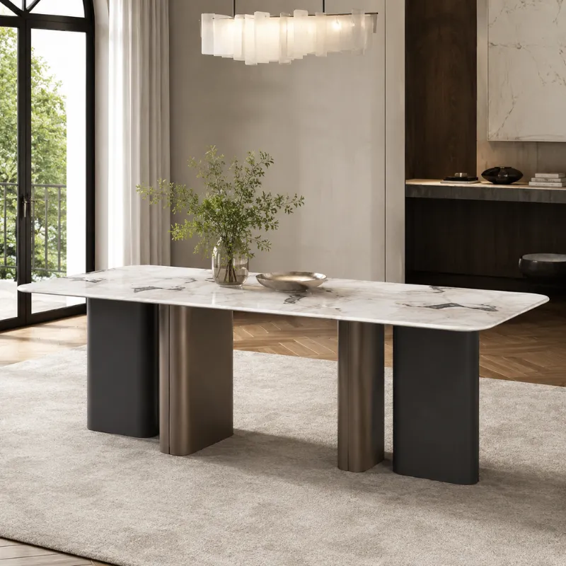 Fedi White Artificial Marble Dining Table CT1032