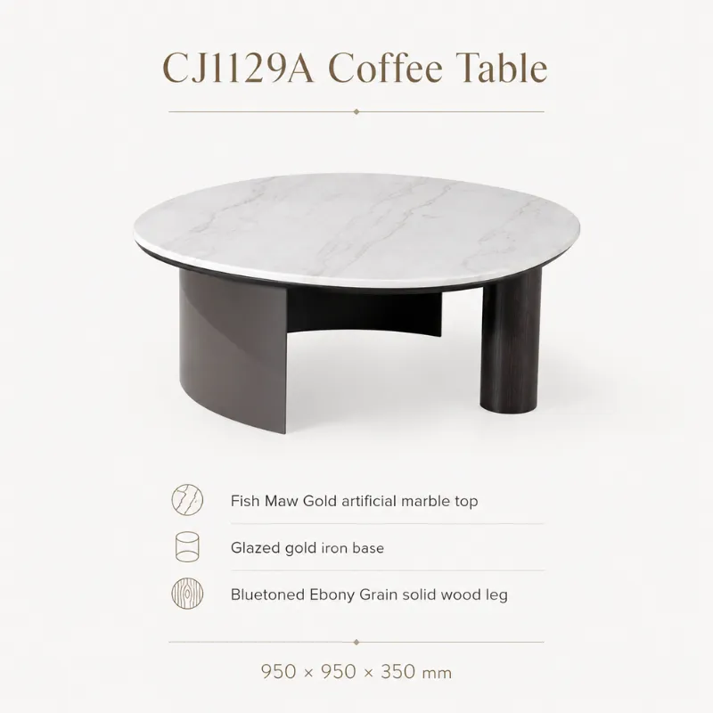 Fish Maw Gold Artificial Marble Coffee Table CJ1129A