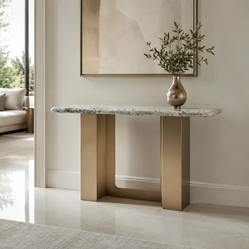 Fish Maw Gold Artificial Marble Console Table TG1010