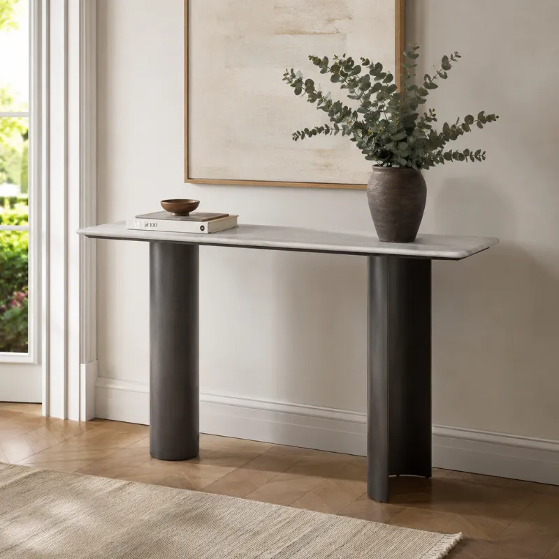 Fish Maw Gold Artificial Marble Console Table TG1129