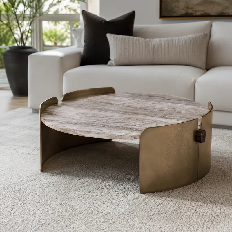 Silver Grey Travertine Coffee Table CJ1133A-1