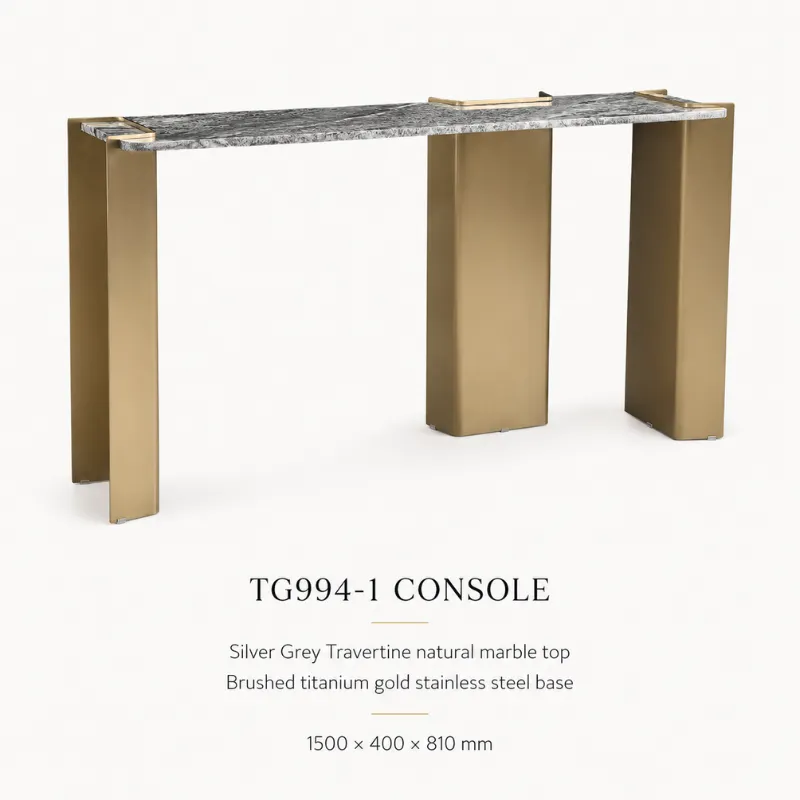 Silver Grey Travertine Console Table TG994-1