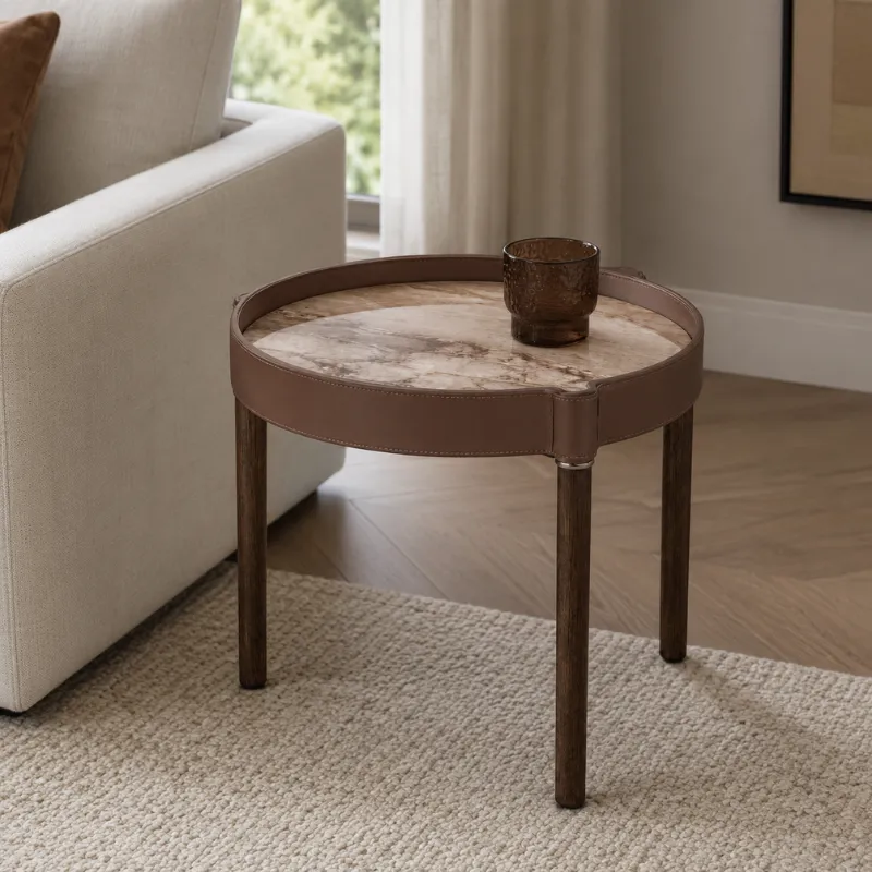 Venetian Brown Marble Side Table CJ1132C-1