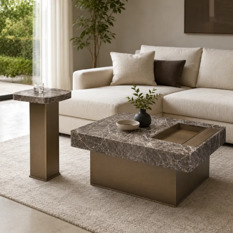 Venetian Grey Marble Coffee Table CJ939B-1 - Image 2