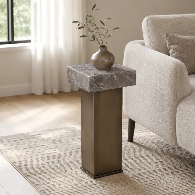 Venetian Grey Marble Side Tables CJ972A-1 alternate view