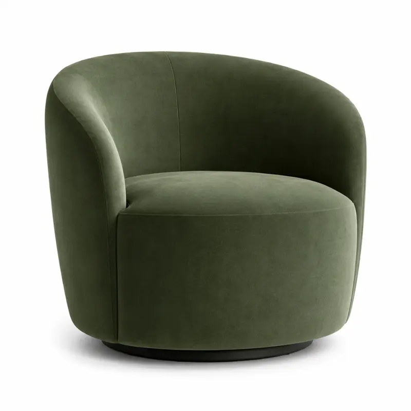Modern Velvet Swivel Barrel Accent Chair AC-79184