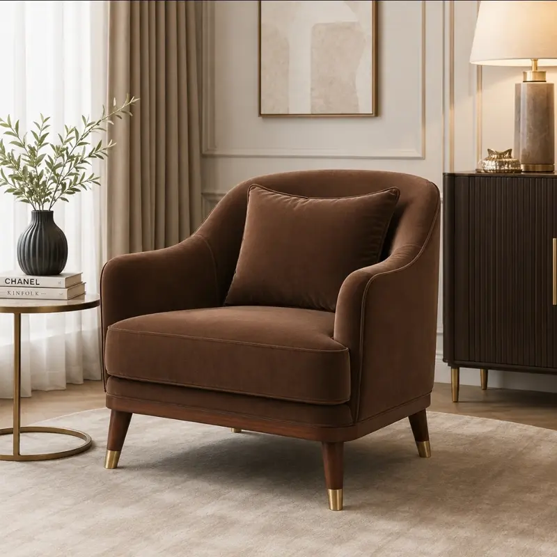 Premium Velvet Upholstered Luxury Tub Accent Chairs AC-TA-003