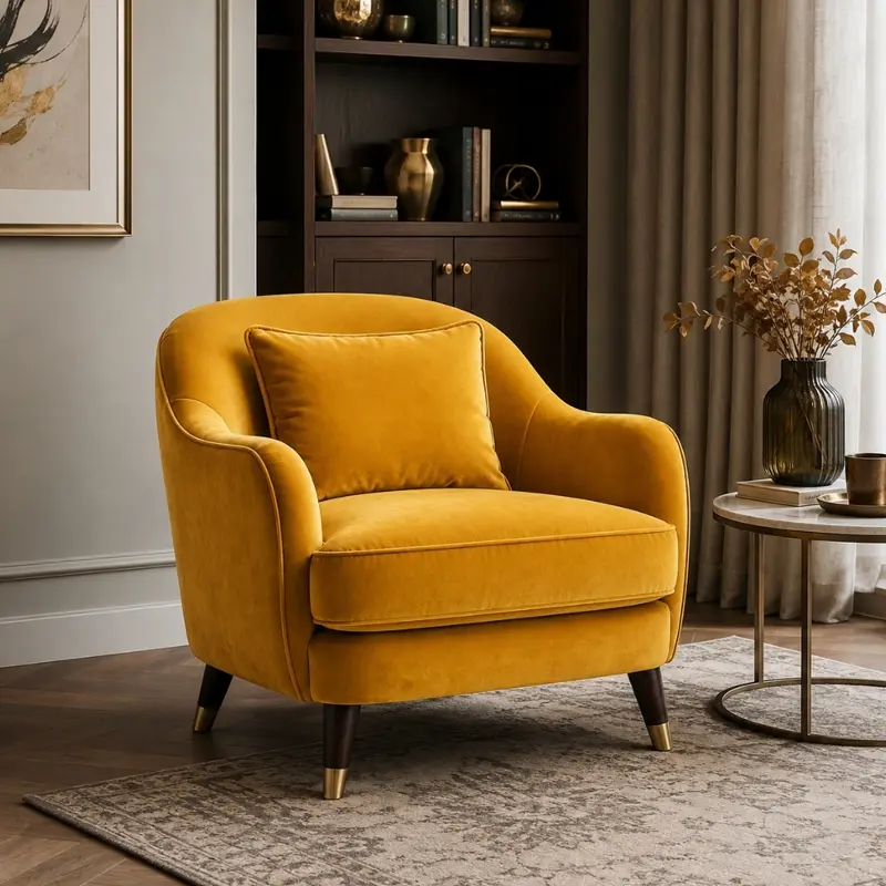 Premium Velvet Upholstered Luxury Tub Accent Chairs AC-TA-002
