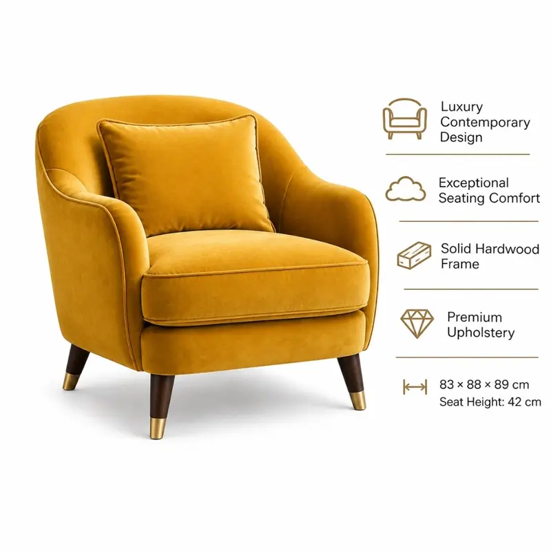 Premium Velvet Upholstered Luxury Tub Accent Chairs AC-TA-002