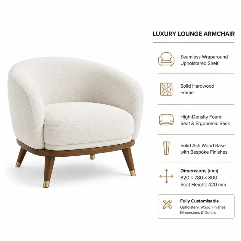 Premium Fabric Upholstered Luxury Lounge Accent Chairs AC-LA-001