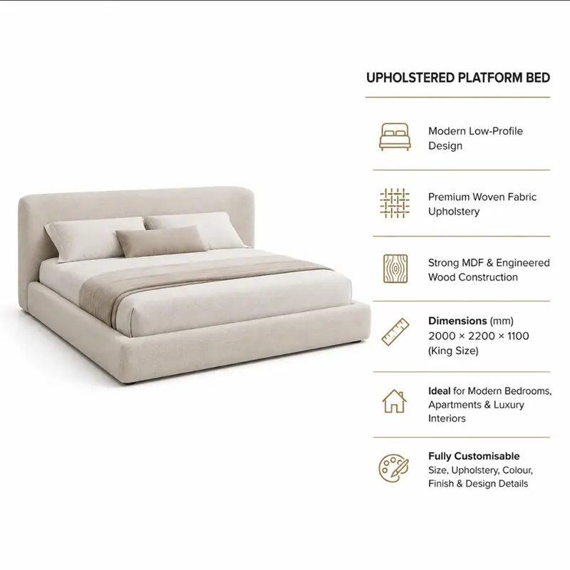 Low-Profile Upholstered Platform Bed BD-68473