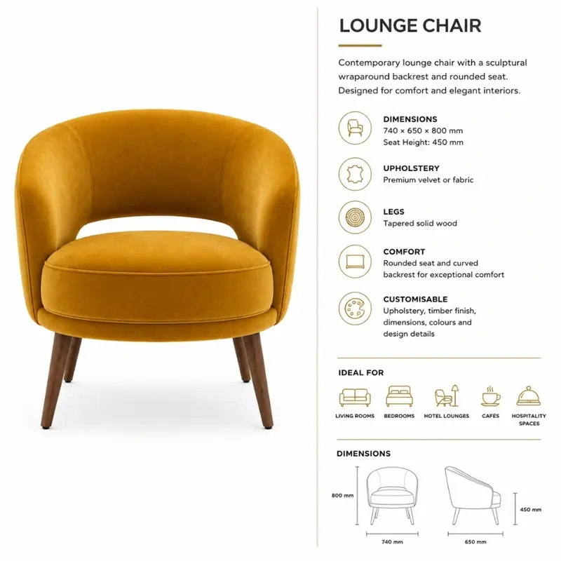Fabric Upholstered Luxury Lounge Chair GN-LC-001