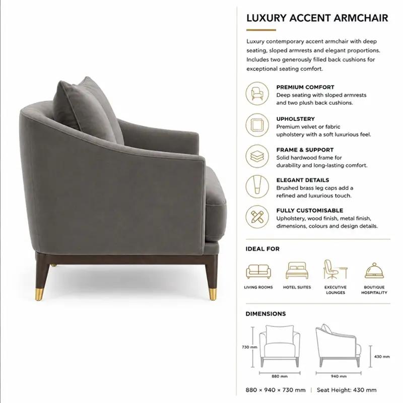Fabric Upholstered Luxury Accent Chair CD-AA-701